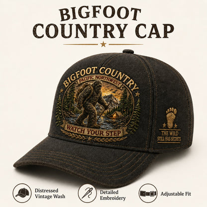 🦶Bigfoot Country Vintage Embroidered Cap – Free Collector Coin Included