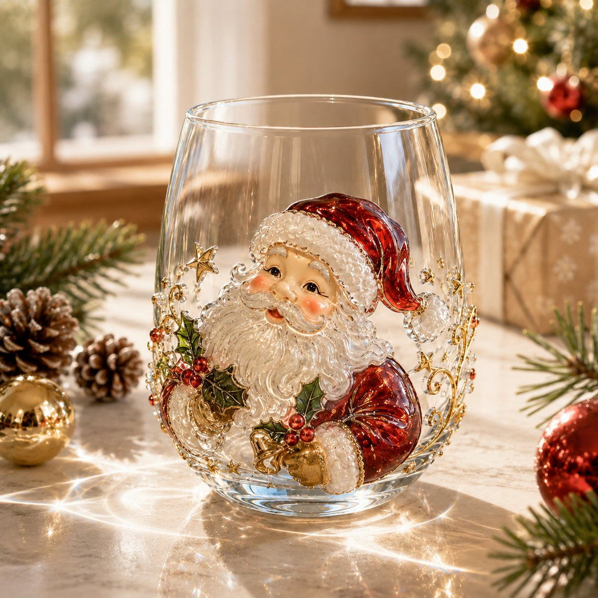 🎄🎄✨ Christmas Glass Art Cup | Luxury  Holiday Glassware for Drinks, Decor & Christmas Gifts 🎁