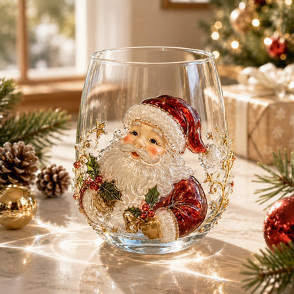 🎄🎄✨ Christmas Glass Art Cup | Luxury  Holiday Glassware for Drinks, Decor & Christmas Gifts 🎁