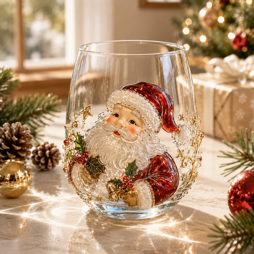 🎄🎄✨ Christmas Glass Art Cup | Luxury  Holiday Glassware for Drinks, Decor & Christmas Gifts 🎁