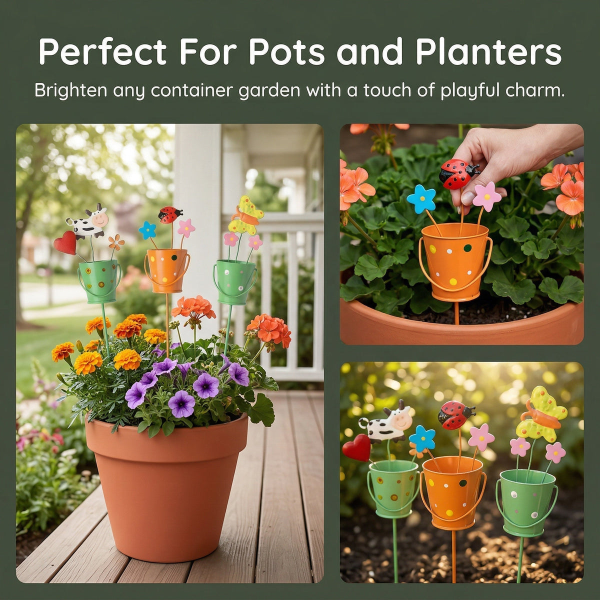 🔥Last Day 49% OFF-🌱Set of 3 Metal Flower Pot Garden Stakes