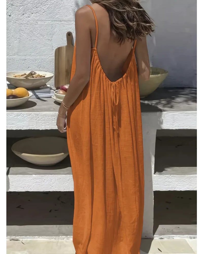 🎁Last Day Promotion 60% OFF👗Sexy Backless Easy Flow Maxi Dress-Radiate feminine charm!