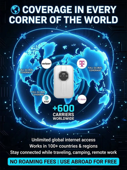 [Global Coverage, Free for Life] Boundless Portable Wi-Fi– 🛡️No Contract, No Hidden Costs