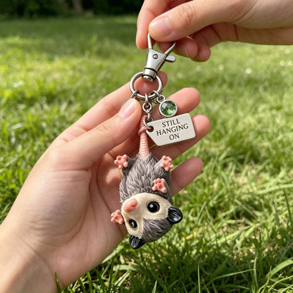 🐁🐁A Little Opossum for You - "Still Hanging On" Keychain & Sentiment Card Set