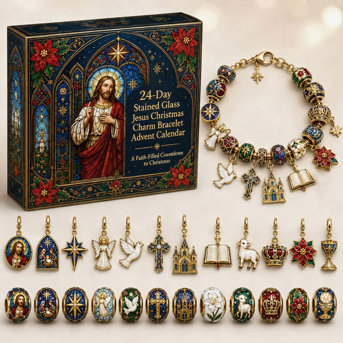 🎅🎅 2026 Christmas Gift 50% Off--🎄24-Day Christian Christmas Charm Bracelet Advent Calendar
