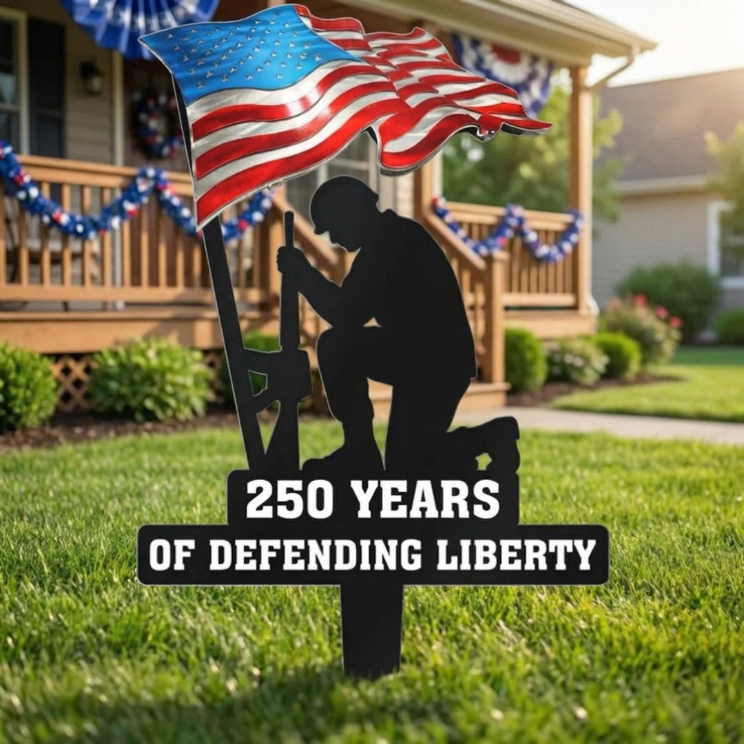 🪖🪖250 Years of Defending Liberty Metal Garden Stake