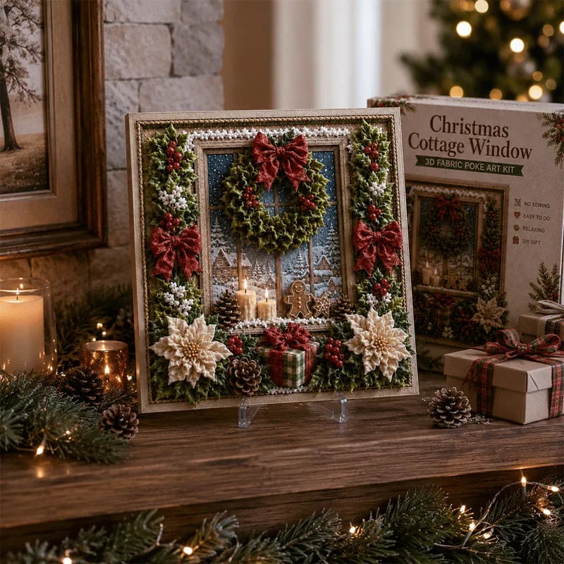 🔥🔥 LAST DAY 50% OFF – 🎄🧵 Premium 3D Christmas Fabric Poke Art Kit | No-Sew Holiday Craft with Pre-Punched Board, Fabric Squares & Display Stand 🎅✨