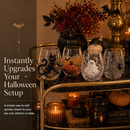 🎃 🎃 3D Halloween Artisan Glassware Collection | For Magical Halloween Sips, Eye-Catching 3D Details, Luminous Festive Party Moments & Cozy Fall Home Bar Glow