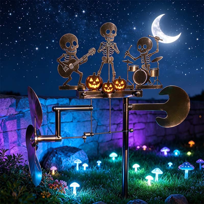🔥🔥HOT SALE 49% OFF💀🎃Halloween Skeleton Metal Drummer Kinetic Wind Spinner