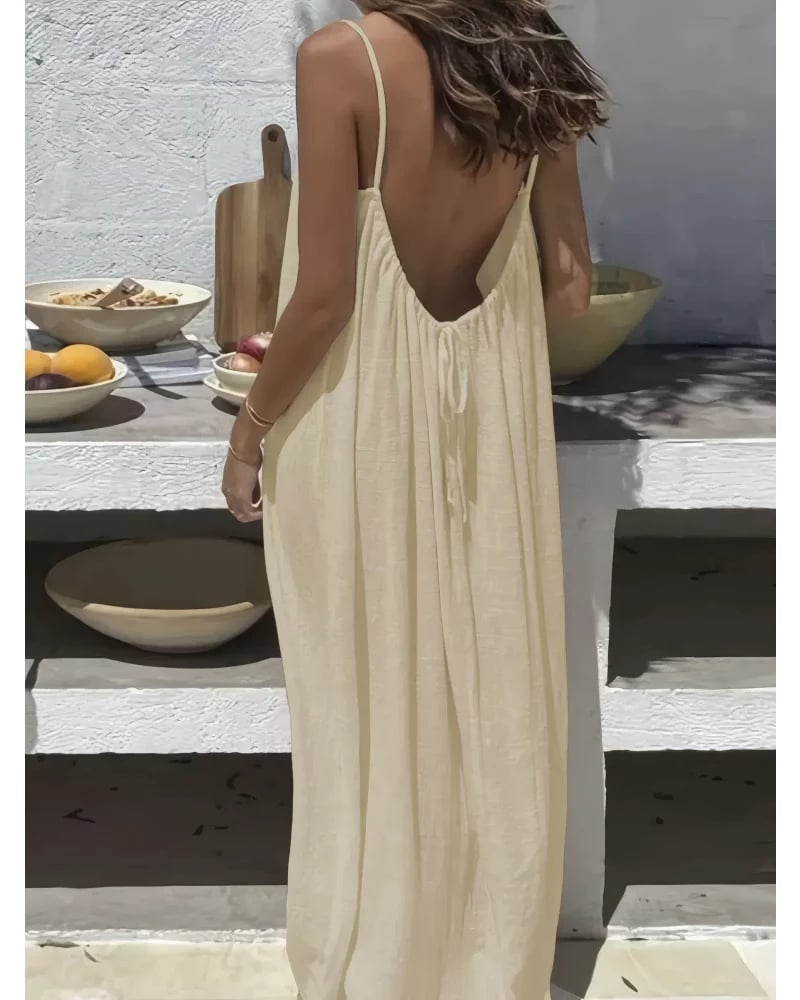 🎁Last Day Promotion 60% OFF👗Sexy Backless Easy Flow Maxi Dress-Radiate feminine charm!