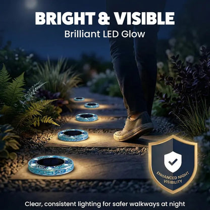 Solar Disk Lights – Handcrafted Mosaic Outdoor LED Waterproof In-Ground & Tabletop Wireless Lighting