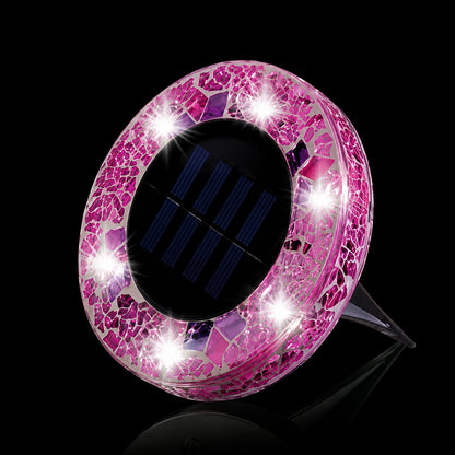 Solar Disk Lights – Handcrafted Mosaic Outdoor LED Waterproof In-Ground & Tabletop Wireless Lighting