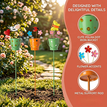 🔥Last Day 49% OFF-🌱🌱Set of 3 Metal Flower Pot Garden Stakes