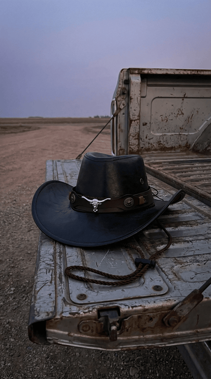 🔥Ranch Hand Authentic Full-Grain Leather Cowboy Hat – Shapeable Brim & Weather-Resistant