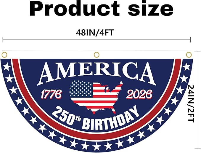 USA 250th Birthday Bunting Flag - Made in America