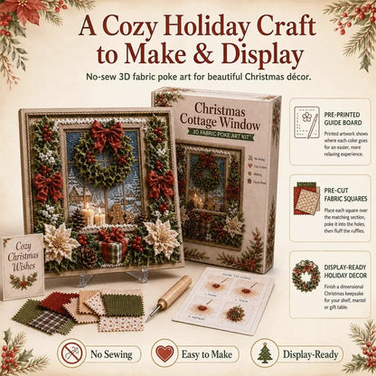 🔥🔥 LAST DAY 50% OFF – 🎄🧵 Premium 3D Christmas Fabric Poke Art Kit | No-Sew Holiday Craft with Pre-Punched Board, Fabric Squares & Display Stand 🎅✨