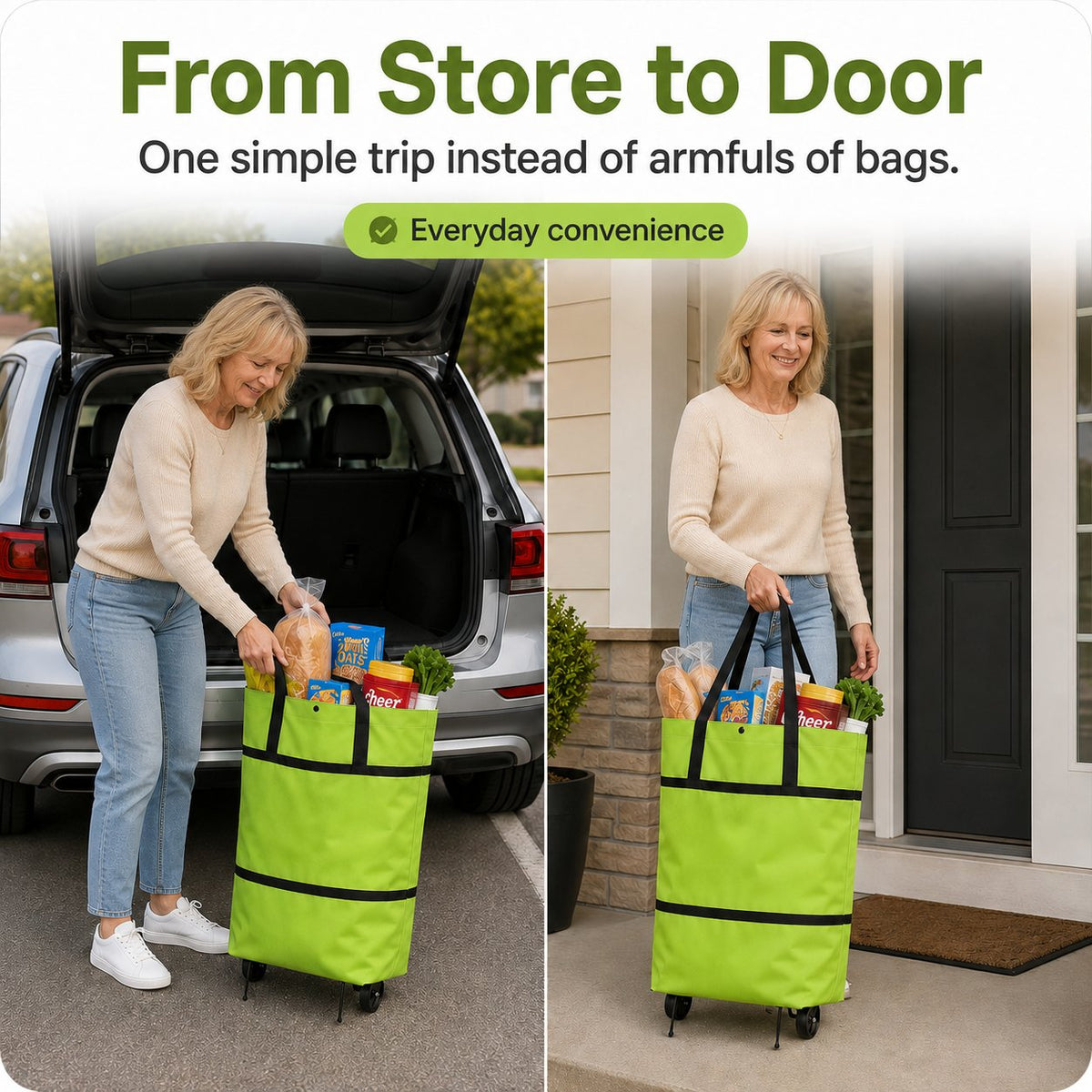 🛒 Large-capacity folding push-pull shopping bag - The perfect choice for large-scale shopping trips