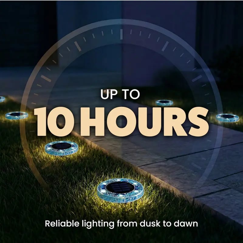 Solar Disk Lights – Handcrafted Mosaic Outdoor LED Waterproof In-Ground & Tabletop Wireless Lighting