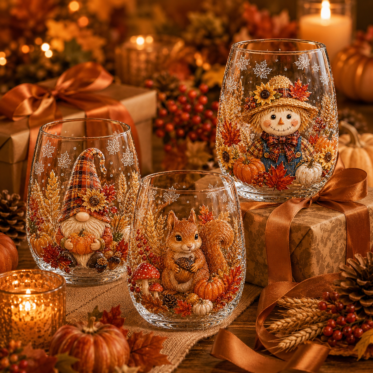 🍂🍂✨Autumn Harvest Glass Cup Set
