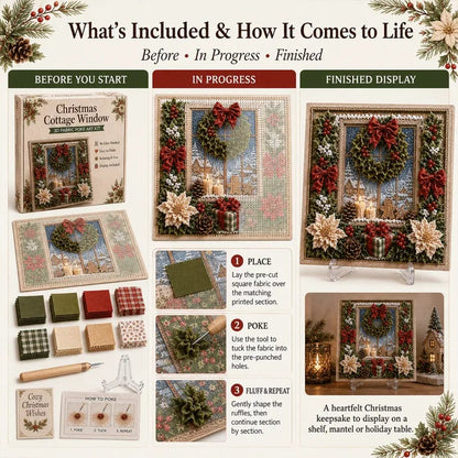🔥🔥 LAST DAY 50% OFF – 🎄🧵 Premium 3D Christmas Fabric Poke Art Kit | No-Sew Holiday Craft with Pre-Punched Board, Fabric Squares & Display Stand 🎅✨