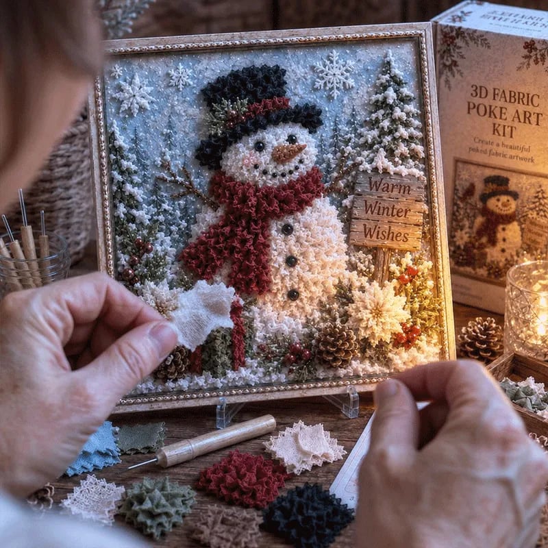 🔥🔥 LAST DAY 50% OFF – 🎄🧵 Premium 3D Christmas Fabric Poke Art Kit | No-Sew Holiday Craft with Pre-Punched Board, Fabric Squares & Display Stand 🎅✨
