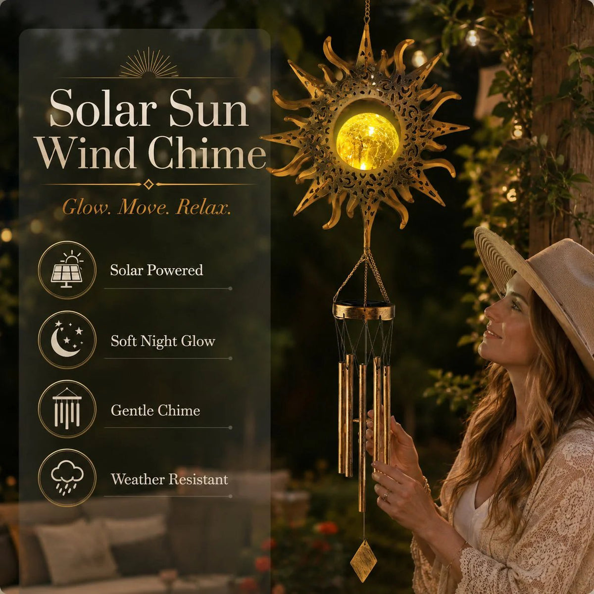 🌙🌙✨ Moon Courtyard Solar Wind Chime