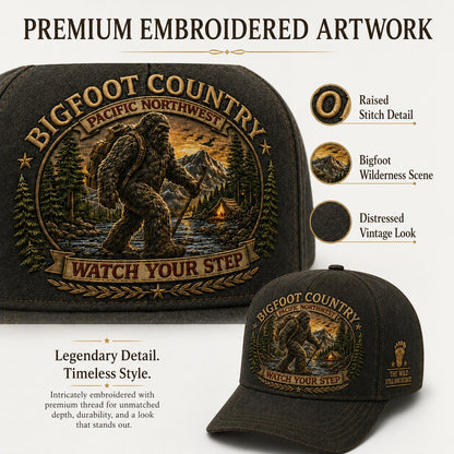 🦶Bigfoot Country Vintage Embroidered Cap – Free Collector Coin Included