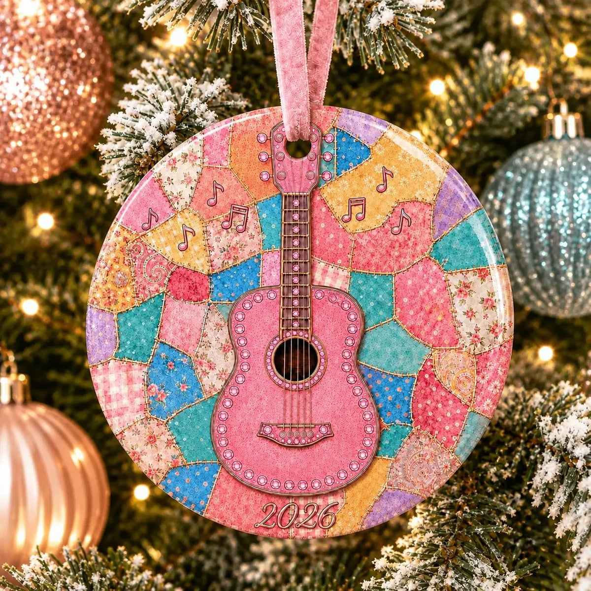 🎅 2026 Christmas Gift 50% Off--🎁Last Day 50% OFF 🎸 Pink Guitar Memorial Heart Ornament