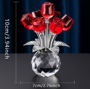 ✨🌸 Colourful Rose Figurine with Vase – Decorative Floral Home Decor Accent