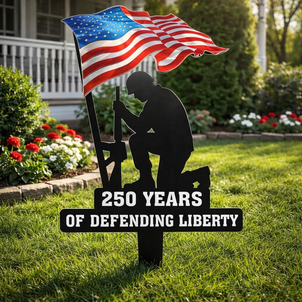🪖🪖250 Years of Defending Liberty Metal Garden Stake