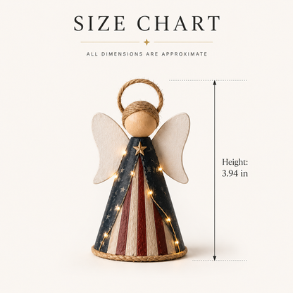 😇😇Rustic Red, White & Blue Angel Ornament with Warm LED Lights -3Pcs