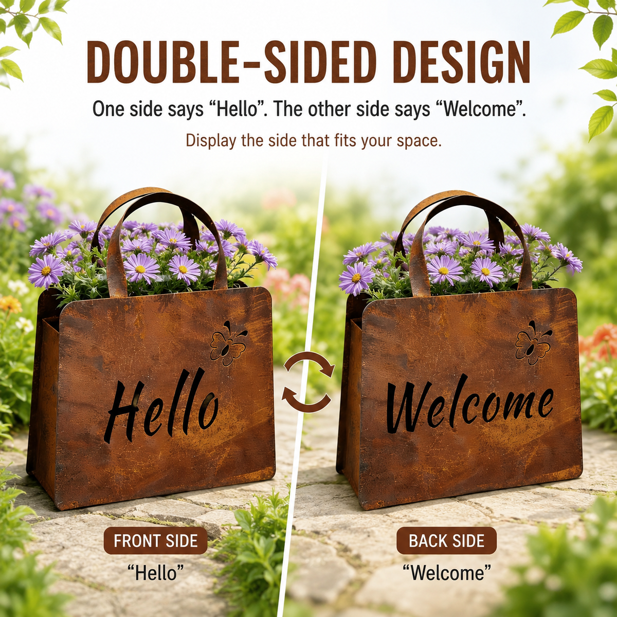🌸🌸Rustic Metal Handbag Planter Decor