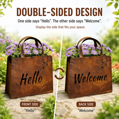 🌸🌸Rustic Metal Handbag Planter Decor