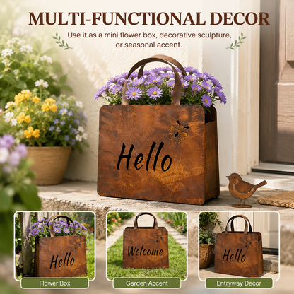 🌸🌸Rustic Metal Handbag Planter Decor