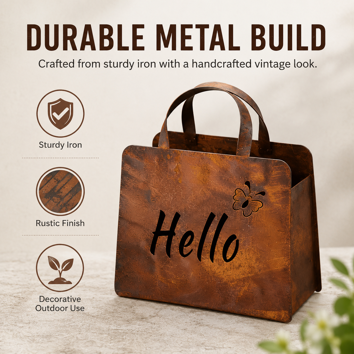 🌸🌸Rustic Metal Handbag Planter Decor