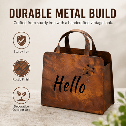 🌸🌸Rustic Metal Handbag Planter Decor