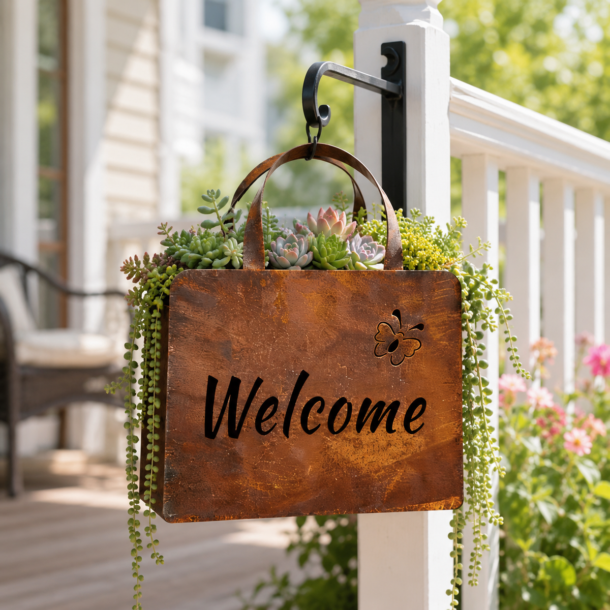 🌸🌸Rustic Metal Handbag Planter Decor