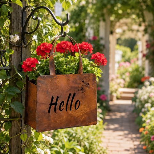 🌸🌸Rustic Metal Handbag Planter Decor