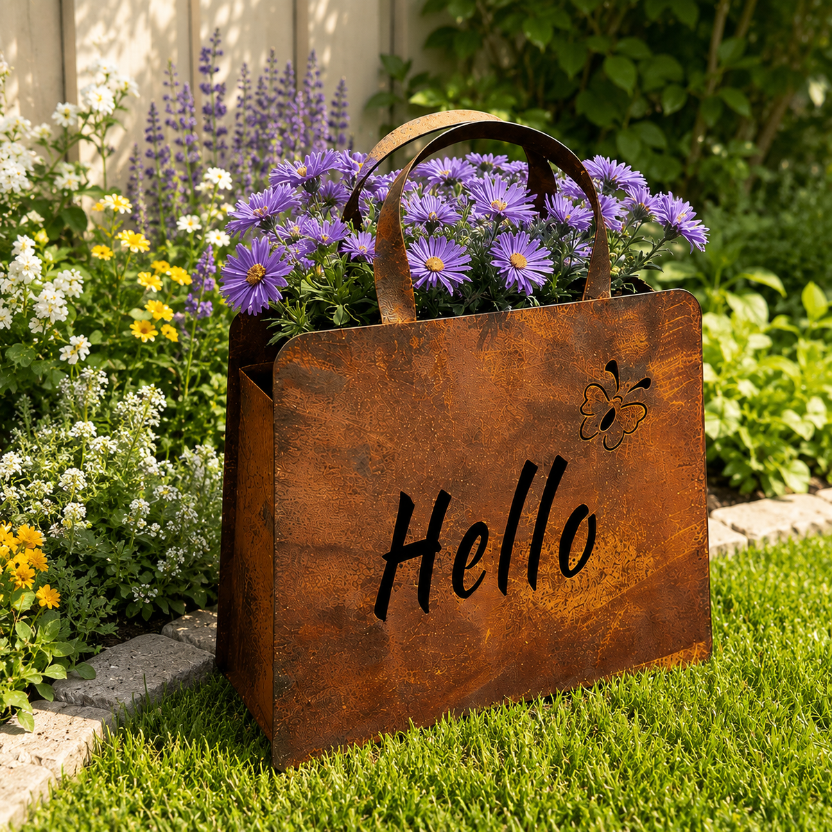 🌸🌸Rustic Metal Handbag Planter Decor