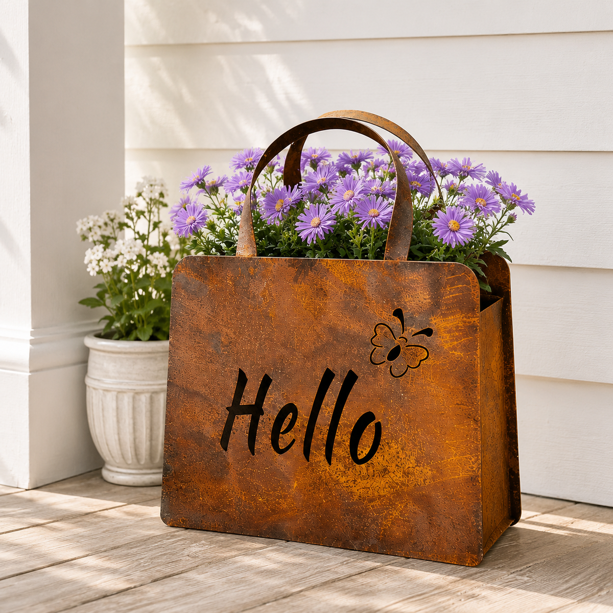 🌸🌸Rustic Metal Handbag Planter Decor