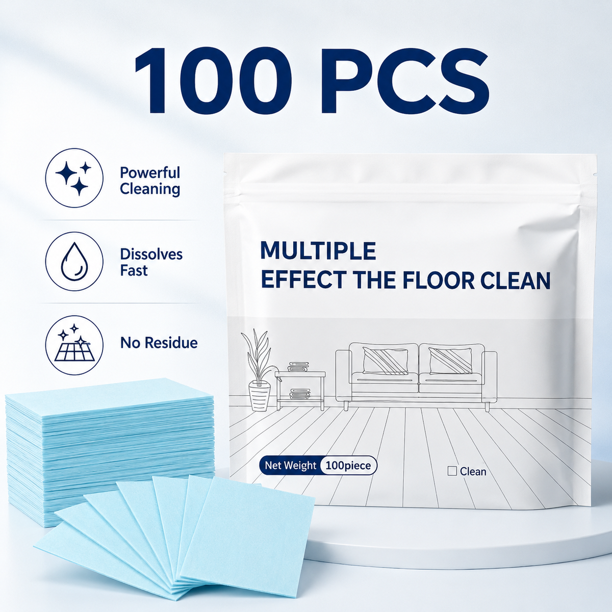 🌿 Multi-Surface Antibacterial Floor Cleaner Sheets – For Hardwood, Tile & Laminate 🛡️