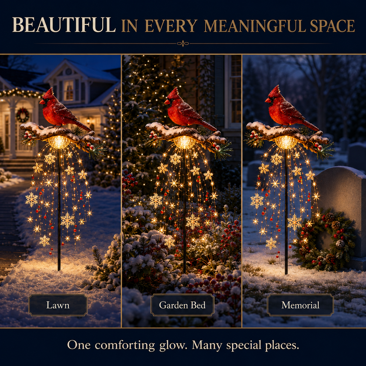 ✨ Cardinal Memory Fountain ✨– Lighted Christmas Remembrance Garden Decor