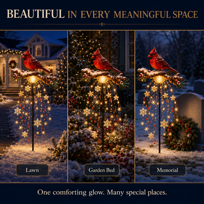 ✨ Cardinal Memory Fountain ✨– Lighted Christmas Remembrance Garden Decor