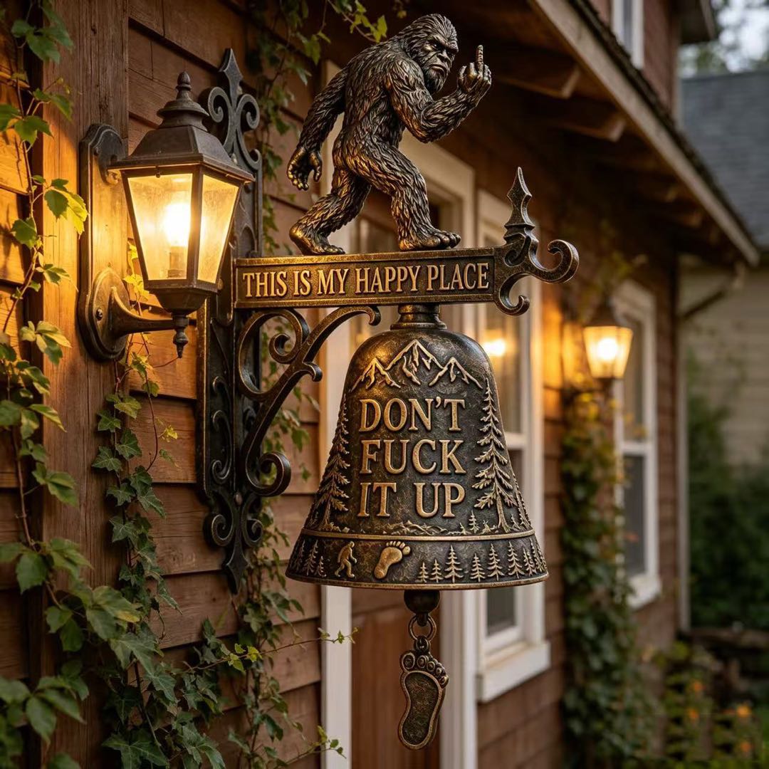 🐾🐾😮Bigfoot Funny Wall Bell – Rustic Sasquatch Doorbell Decor