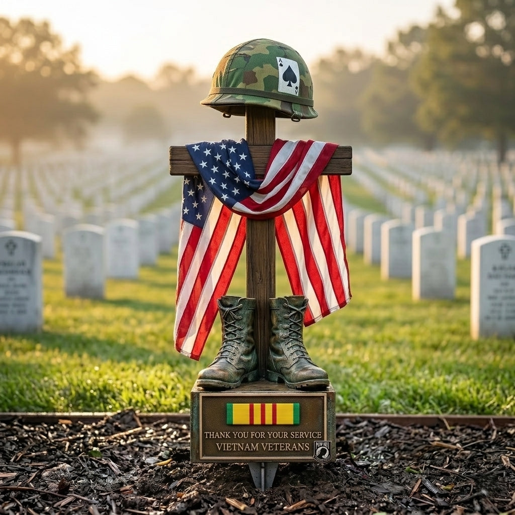 ✝️✝️Last Day Promo: 50% OFF 🎖️-Vietnam Veteran Battlefield Cross Memorial Garden Stake