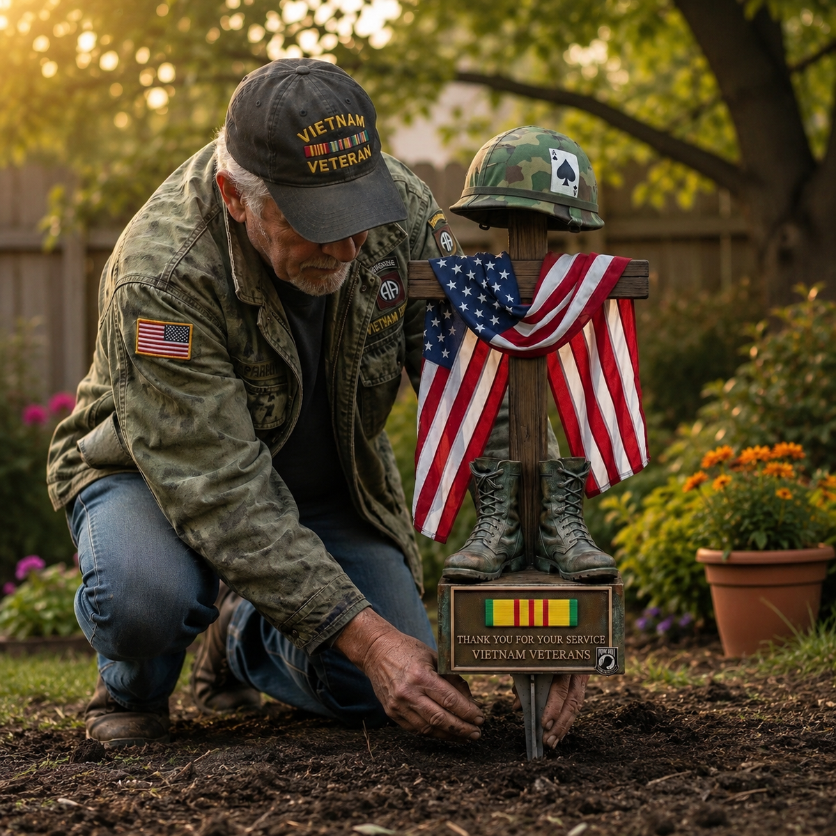 ✝️✝️Last Day Promo: 50% OFF 🎖️-Vietnam Veteran Battlefield Cross Memorial Garden Stake