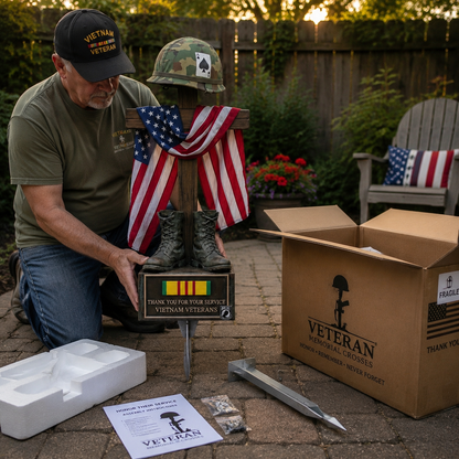 ✝️✝️Last Day Promo: 50% OFF 🎖️-Vietnam Veteran Battlefield Cross Memorial Garden Stake