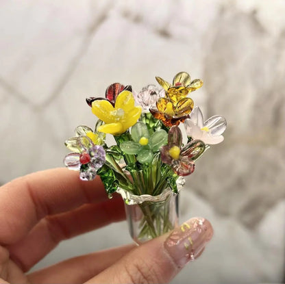 🌸2026 Mother's Day Gifts 50% Off--🎁Mini Glass Flower Ornament Crafts Artificial Flower Floral Figurine