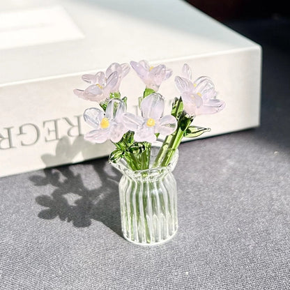 🌸2026 Mother's Day Gifts 50% Off--🎁Mini Glass Flower Ornament Crafts Artificial Flower Floral Figurine