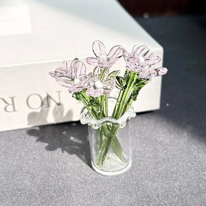 🌸2026 Mother's Day Gifts 50% Off--🎁Mini Glass Flower Ornament Crafts Artificial Flower Floral Figurine